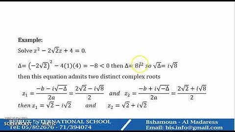 Beirut International School Grade 12 LS GS - Math - Square root of a complex number