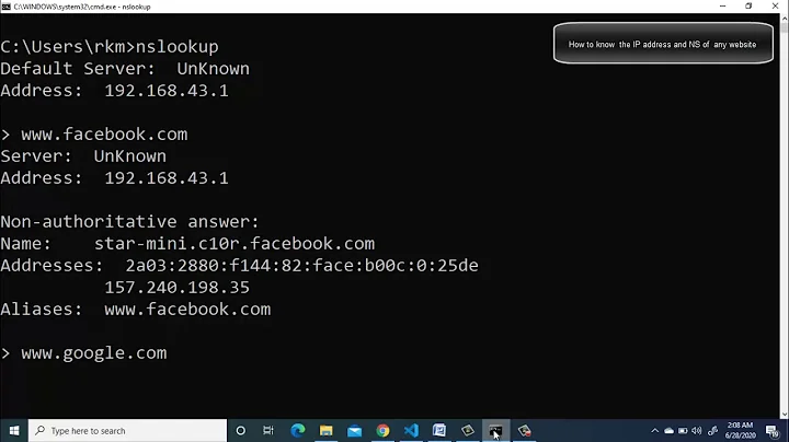 How to know the IP address and name server of website | NSLOOKUP