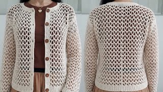 EASY💯✨ Quick Crochet Stitch for Women Sweater Cardigan Blouse 😍 Very Easy Crochet Stitch For Sweater