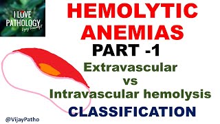 Hemolytic Anemias Part 1: Definition, Extravascular Vs Intravascular hemolysis, Classification.