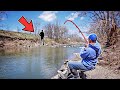 Fishing Sketchy Urban Creek For The FIRST TIME!!! (Creepy Guy Scared Boo)
