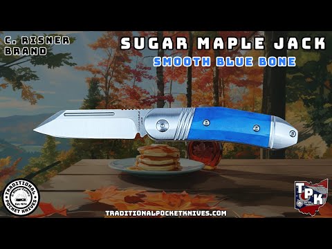 C. Risner Cutlery: Sugar Maple Jack - Smooth Blue Bone