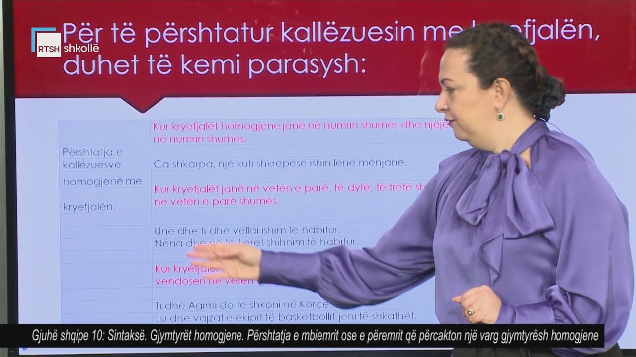 Gjuhë shqipe 10 - Sintaksë: Gjymtyrët homogjene. Përshtatja e mbiemrit ose e përemrit.