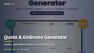 Quote & Estimate Generator App — Send Quotes, Convert to Invoices, Auto Tax & PDF (Offline, No Subsc
