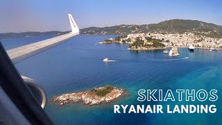 RYANAIR Boeing 737-800 Shortfield Landing at SKIATHOS Airport | Scenic Approach | Wing View [4K] by GreatFlyer 39,418 views 9 months ago 4 minutes, 15 seconds