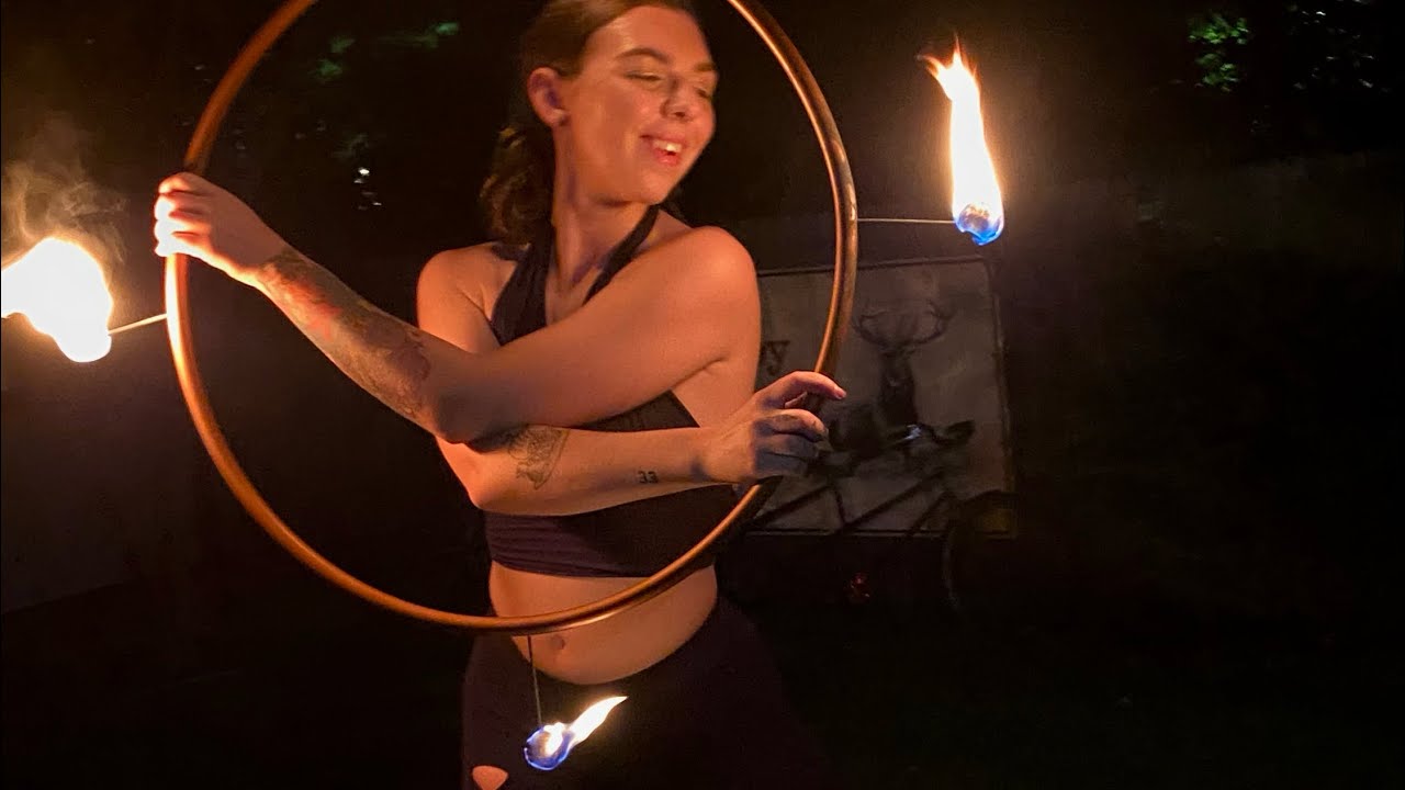 ASMR Fire Hula Hooping❤️‍🔥 Relaxing Sounds + Visuals🔥