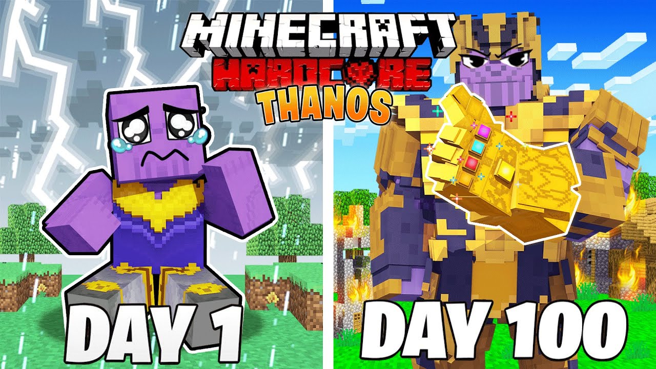 I Survived 100 Days as THANOS in HARDCORE Minecraft