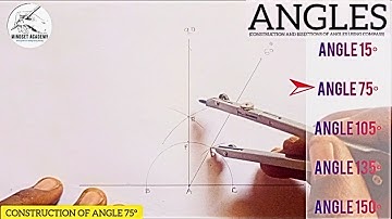 CONSTRUCTION OF ANGLE 15°, 75°, 105°,  135, and 150 degree BY BISECTION WITH COMPASS ONLY.