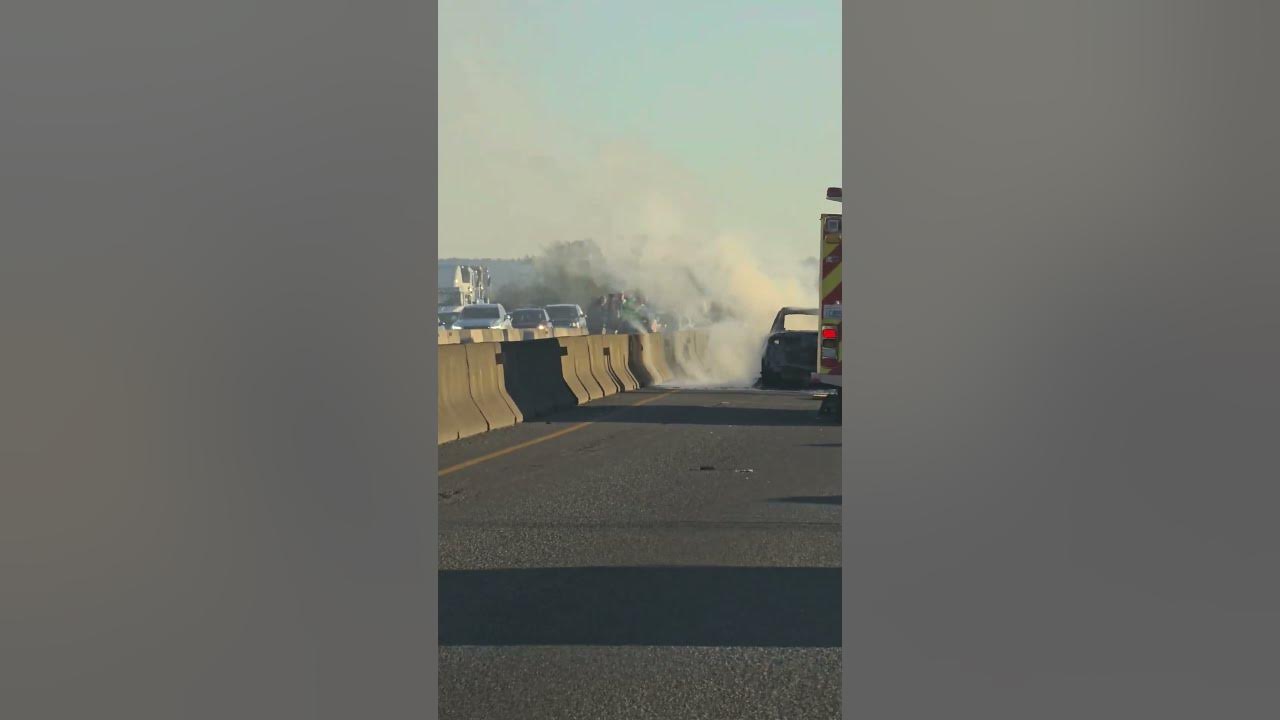 Car fire on I5 south near Everett. rearendcollision carfire 