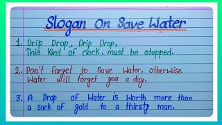 Slogan On Water Conservation In English l Save Water Slogan l  World Water Day 22 March l