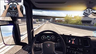 Scania S730 - Double-trailer | Euro Truck Simulator 2 | Logitech g29 gameplay screenshot 3