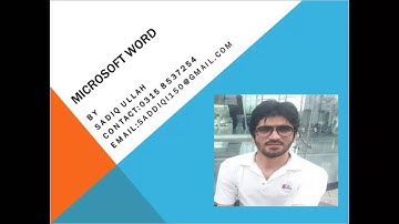 Microsoft Word Part 3 in pashto by sadiq ullah