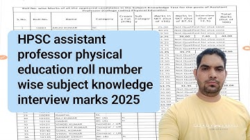 Hpsc Assistant Professor (College Cadre) Physical Education Subject Knowledge test marks 2025 / HPSC