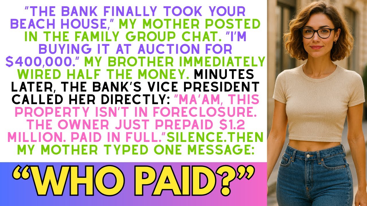 My mom claimed my “foreclosed” beach house—then the bank VP called about my $1.2M mortgage payment