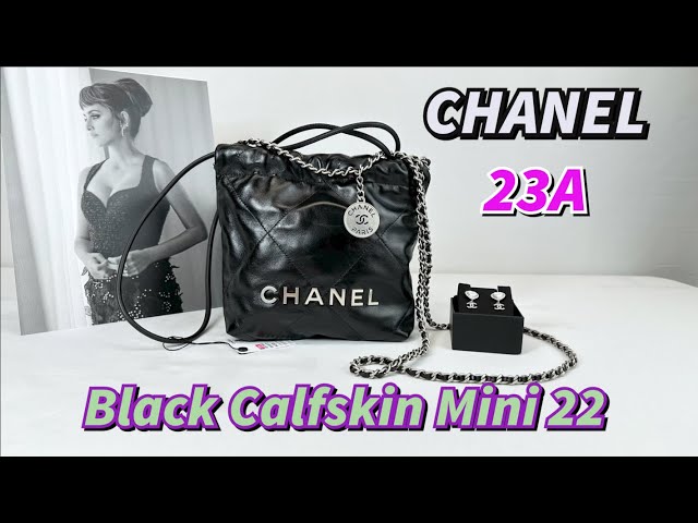 Chanel Chanel 23A Black Calfskin Mini 22 with Ruthenium Hardware. 