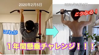 「懸垂バー」を買ってから１年で人はどれくらい懸垂ができるようになるか検証！！Suspension！