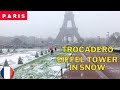 🇫🇷 2021PARIS IN WINTER under the SNOW | Trocadero Pont d'Iéna Eiffel Tower in the snow 2021