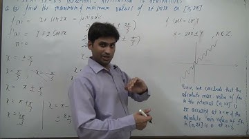 Find the maximum and minimum values of x + sin 2x on [0, 2π].