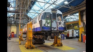 Heritage Tube Trains inside London Underground's Acton Works