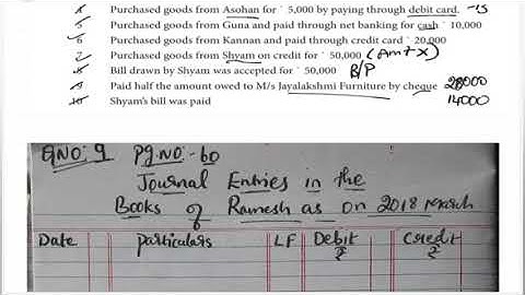 TN STATE BOARD 11th ACCOUNTANCY - UNIT 3 - JOURNAL ENTRY EXERCISES QUESTION NO: 9 EXPLANATION