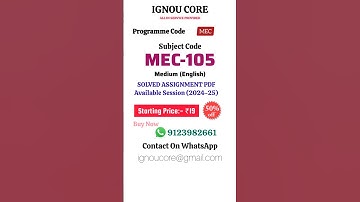 MEC 105 Solved Assignment PDF 2024-25 in English, MEC program MEC-105 Solved assignments