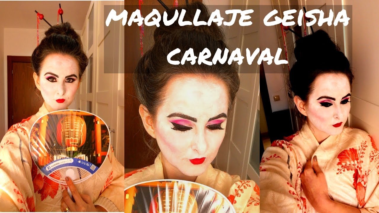 MAQUILLAJE GEISHA CARNAVAL, tutorial paso a paso, idea disfraz geisha/maiko  - YouTube