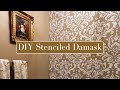 Stenciling Painting A Powder Room With Cutting Edge Stencils Anna Damask Wall Stencil Pattern!