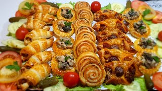 4 feuilletés faciles,pour vos apéritifs dinatoires,buffet(pâte feuilletée du commerce)