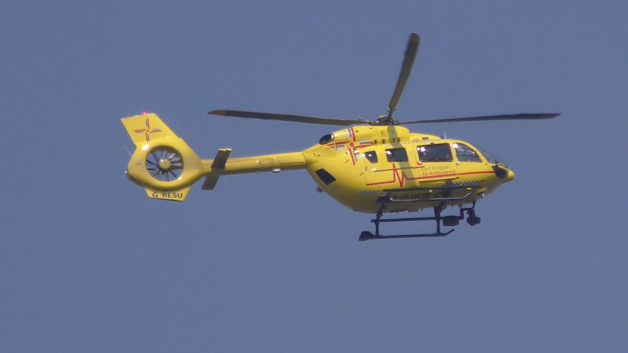 airshow schedule good East Anglian Air Ambulance Helicopter lands Cambridge UK 15apr19 1133a