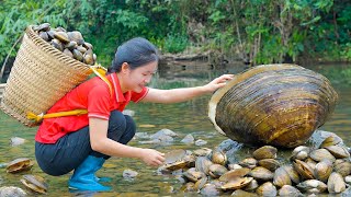 Unbelievable! Catching GIANT Fresh Clams in the Stream &amp; Selling Them at the Local Market