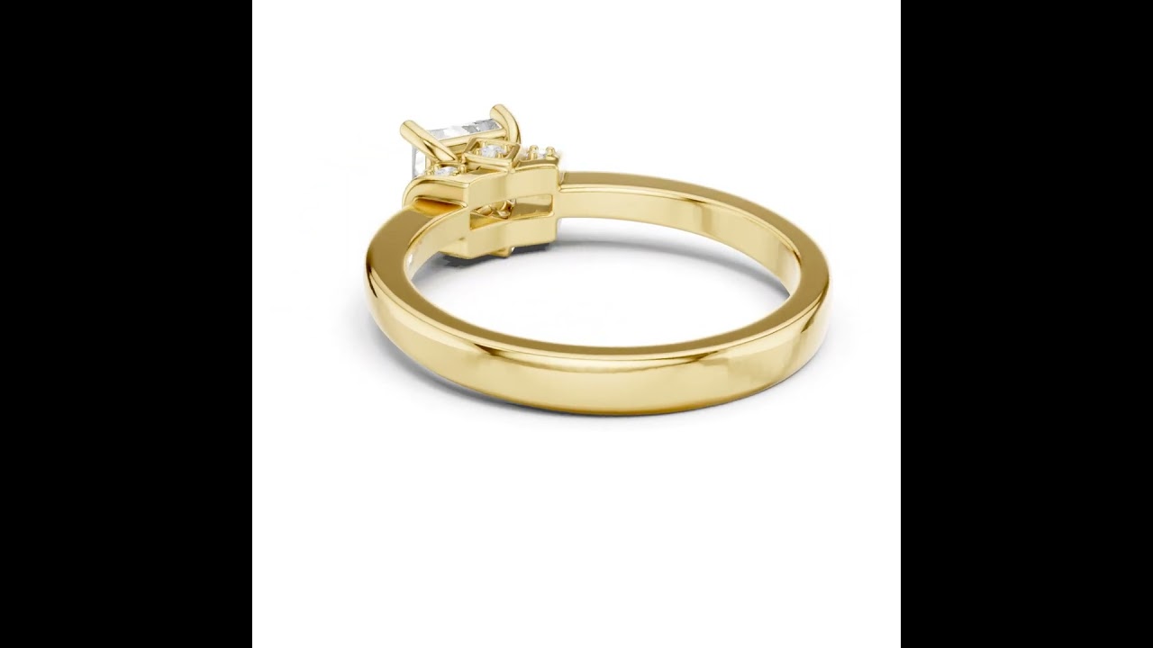 Princess Cut Basket and Pave Accents Ring