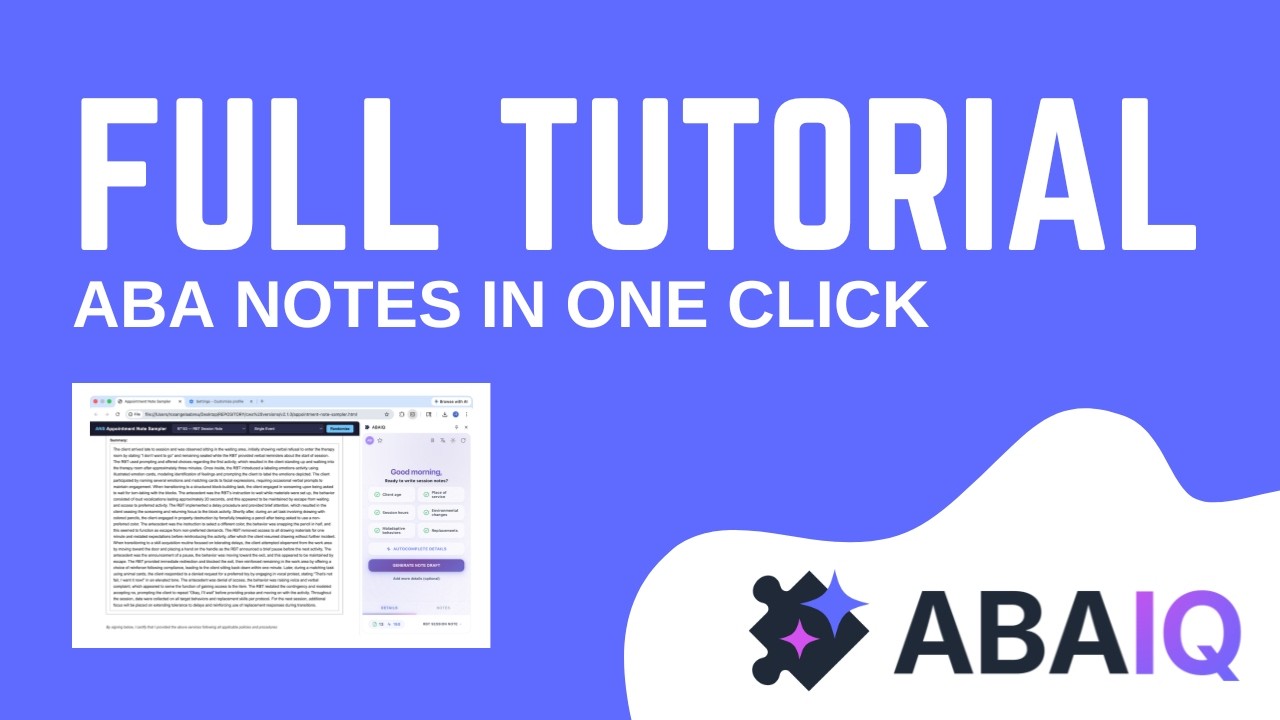 ABAIQ Full Tutorial | ABA Session Notes in One Click - YouTube