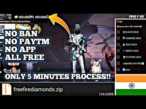 How To Hack Free Fire 1 50 2 Diamond Coin Character Gun Skin Cloths Denger Gaming Youtube