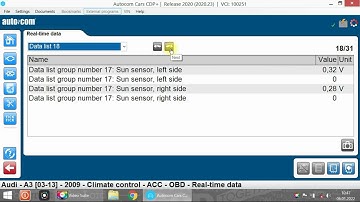 Autocom 2020  - Audi A3 1.4TFSI - Climate Control - Real Time Data