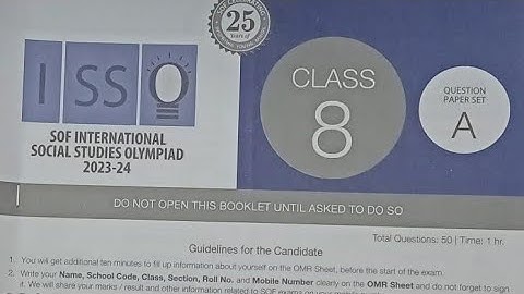 ISSO CLASS 8 ANSWER KEY 2023 | ISSO CLASS 8 SOLUTION | SOCIAL SCIENCE OLYMPIAD ANSWERS 2023#sof
