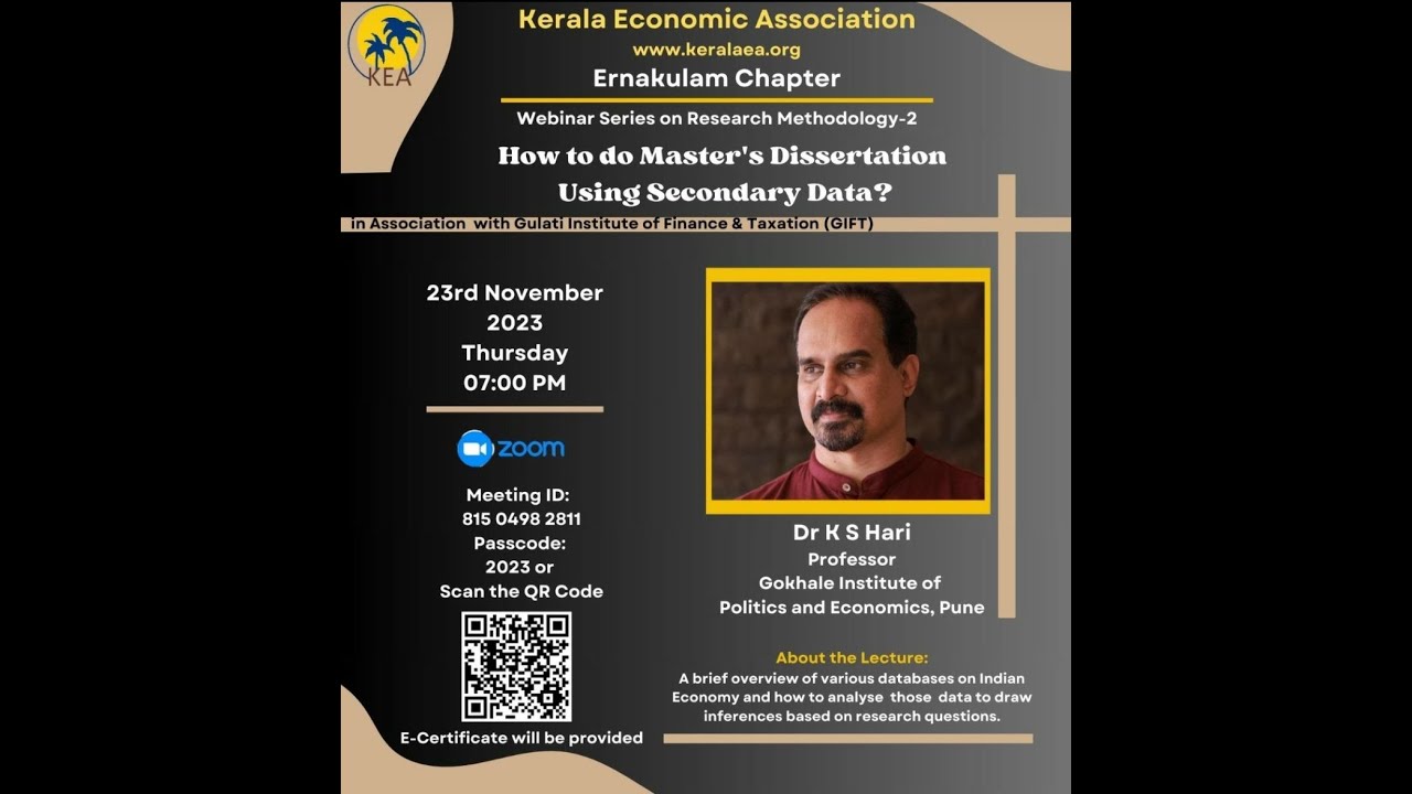 How to do master s dissertation using secondary data by prof ks hari