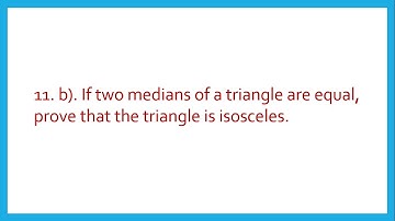 If two medians of a triangle are equal, prove that the triangle is isosceles.