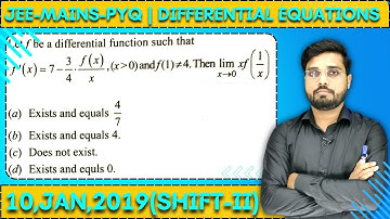 JEE Mains 2019 PYQ [10,JAN,2019(Shift-II)] || Find the Solutions || Differential Equations PYQ