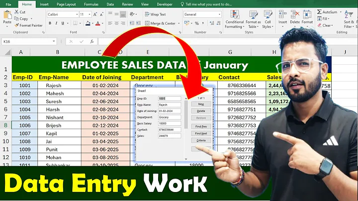 Data Entry using Form in Microsoft Excel | Data Entry in Excel #data_entry_in_excel