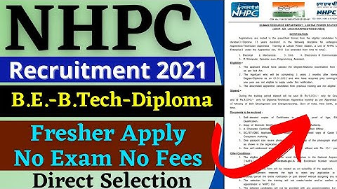 Biggest Notification 🔥 | NHPC Recruitment 2021 | All Branch | Degree Diploma | NHPC Job Vacancy 2021