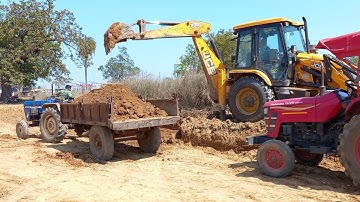 New JCB 3dx Backhoe Machine Making Pond With Mahindra Yuvo And Swaraj Tractors | Jcb Tractor Cartoon