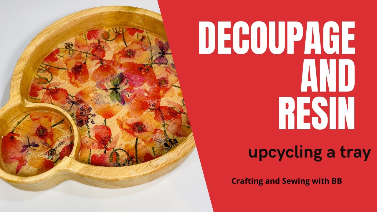 Napkin Decoupage and Resin on Upcycle Tray YouTube
