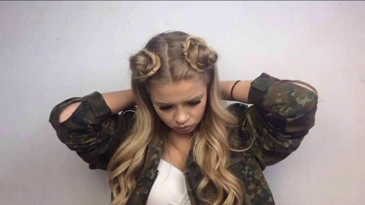 2 Top Knots Buns Loose Curls Hair Tutorial Youtube