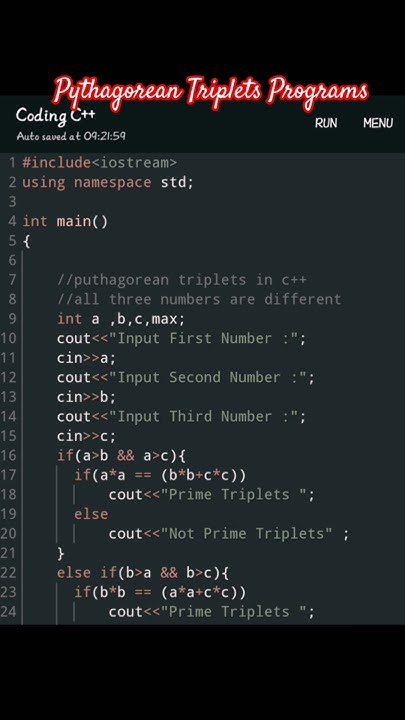 Pythagorean Triplets in C++ | #shortsfeed #shorts #coding #cpp # ...
