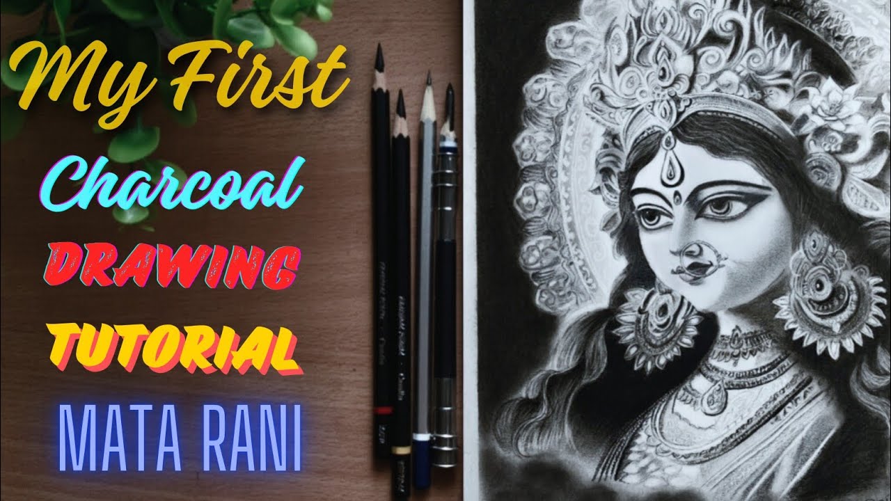 @NileshArts-w8h How to draw Mata ji with charcoal Pencil | Drawing ...