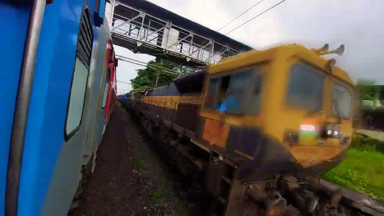 Karjat to Panvel train journey || WAP7 shrill honking🎧 & LHB sound🎧|| Pragati exp || Doubling work