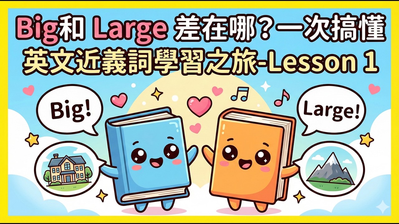 Big 和 Large 差在哪？一次搞懂｜英文近義詞學習之旅-Lesson 1
