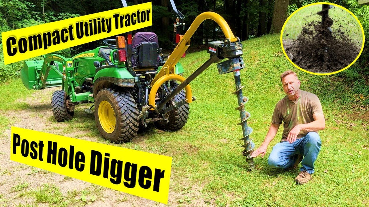 CountyLine Post Hole Digger on Sub-Compact Utility Tractor - YouTube