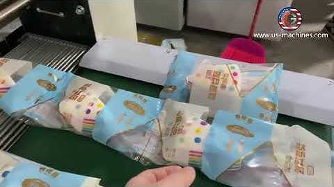 Kids student cake toy flow type horizontal filling sealing bag packaging machine testing video