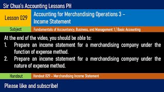 Lesson 029 - Accounting for Merchandising Operations 3: Income Statement